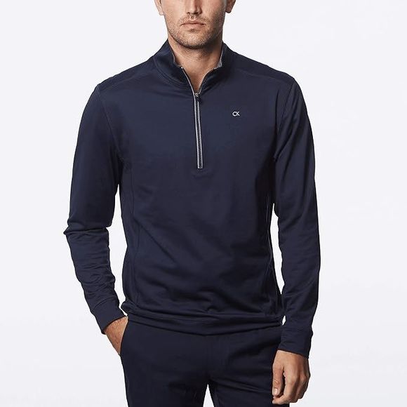 NEW Mens XL Calvin Klein CK Galaxy Half Zip Golf Shirt Pull on C9302 Navy/Silver - Picture 2 of 5